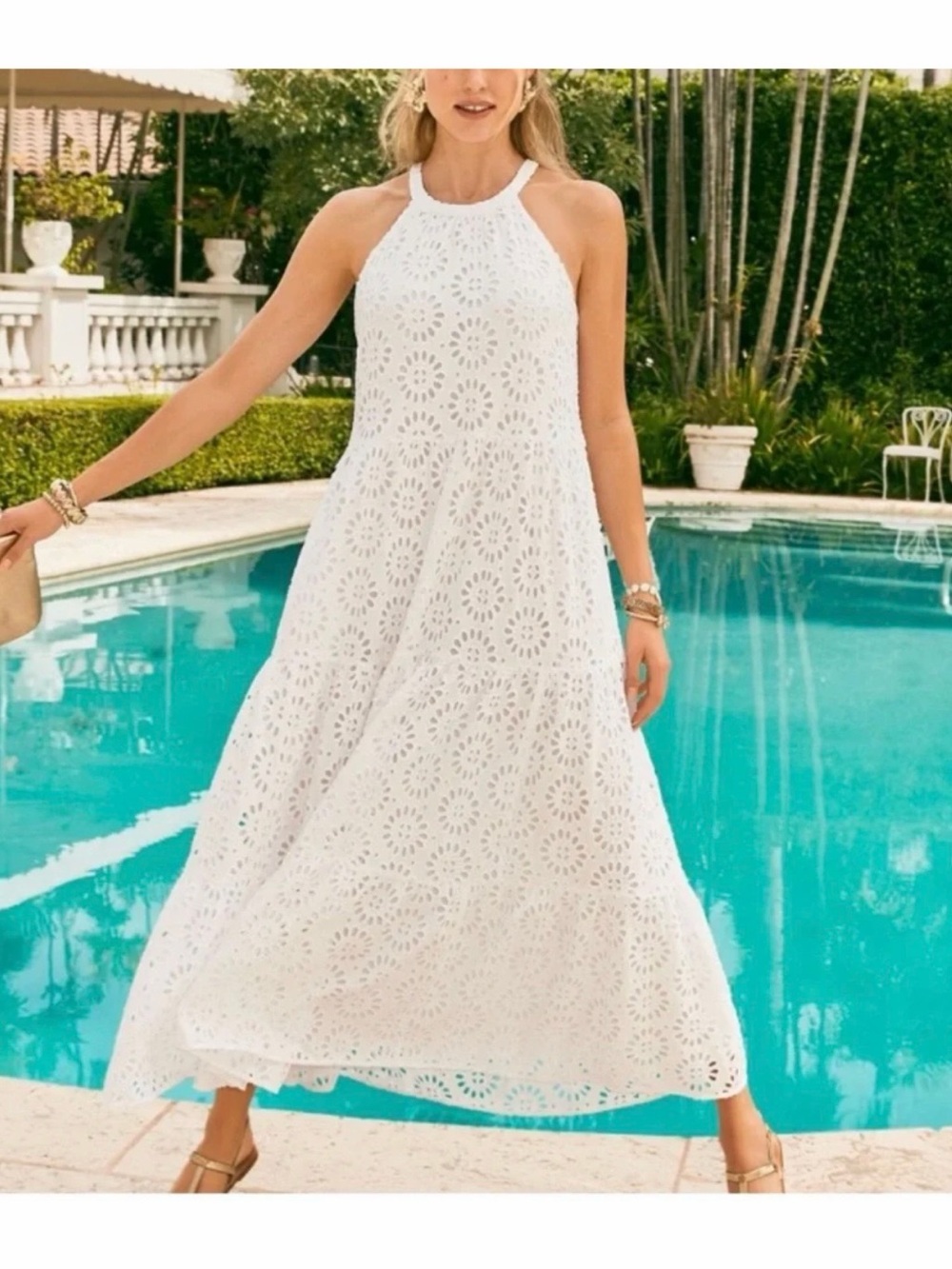 Lilly Pulitzer NWT Beccalynn Large  White Eyelet Maxi Dress